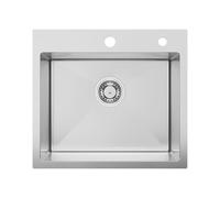 Sofetiy Évier de Cuisine, 50 x 45 cm, en Acier Inoxydable SUS 304, Moderne, Encastrable, avec 2 Trous de Robinet, pour Meuble Bas à Partir de 50 cm, Noir