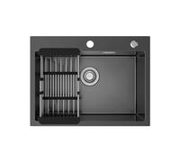 Sofetiy Évier de Cuisine, Moderne, Encastrable, Rectangulaire, en Acier Inoxydable, pour Meuble Bas à Partir de 60 cm, Noir Anthracite, 60 x 45 cm