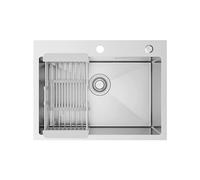Sofetiy Évier de Cuisine, Rectangulaire, Encastrable, Moderne, en Acier Inoxydable, 60 x 45 cm, avec 2 Trous de Robinet, pour Meuble Bas à Partir de 60 cm, avec Siphon