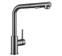 Sofetiy Robinet de cuisine noir anthracite - Robinet de cuisine extensible haute pression - Mitigeur de cuisine avec douchette - Deux types de jet d'eau - Robinet d'évier en acier inoxydable