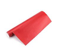 SOFIALXC Autocollant décoratif 3D en fibre de carbone pour voiture - Rouge - 30 x 100 cm