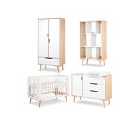 SOFIE Chambre bébé complète Commode à langer Armoire Bibliothèque et Lit 120X60 Blanc