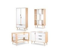 SOFIE Chambre bébé complète Commode à langer Armoire Bibliothèque et Lit 120X60 Hêtre