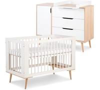 SOFIE Ensemble commode à langer et lit bébé style scandinave 120X60 Blanc