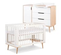 SOFIE Ensemble commode à langer et lit bébé style scandinave 120X60 Blanc