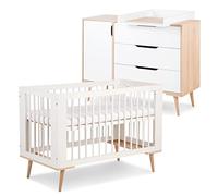 SOFIE Ensemble commode à langer et lit bébé style scandinave 120X60 Blanc