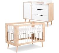 SOFIE Ensemble commode à langer et lit bébé style scandinave 120X60 Hêtre