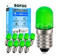 SOFOC Ampoule LED E10 Vert 12V 0.5W Torche Indicateur État 10Pcs | Base miniature à vis 10mm • 0,5W basse consommation • AC/DC sans polarité • Branchement direct • Lampe témoin • 65LM 12V
