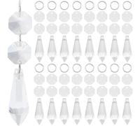 SOFPLATE 1 boîte de 20 pièces de Attrape Soleil en Cristal Belle Vous Perles de Cristal de 38mm en Gouttes de glaçons suspendues Prisme avec Lien Octogan kit pour Lustre Bougie Lampe