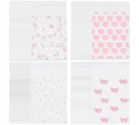 SOFPLATE 1 boîte de 200 sachets en Papier Capucine 4 Pouces pour la Saint Valentin en Forme de Cœur Refermables et Transparents Imprimés pour Biscuits et Autres Petits Produits.