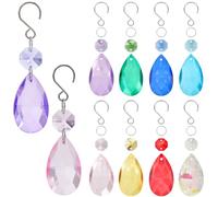SOFPLATE 1 boîte de 8 Paquets de Prismes de Lustre en Cristal de Couleurs Mélangées de 38mm Prisme en Cristal Attrape Soleil Pendentifs en Verre avec Anneaux de Saut Crochets pour Décoration de Fête