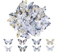 SOFPLATE 1 boîte de 8 styles 40 pièces Papillons en Organza 3D en Tissu Lumineux 2 couches de Gaze Imitation Ailes de Fée Décorations Murales pour Fête de Mariage Bricolage Vêtements Couture Ornements