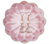 SOFPLATE 1 Boîte Plat à Bijoux Fleur Rose en Céramique Petit Plateau à Bijouterie en Porcelaine Joli Plateau à Dessert Fleur de Lotus Porte Bagues Esthétique pour Boucles D'Oreilles Colliers Bracelets