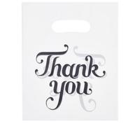 SOFPLATE 100 Sachet Cadeau de 7.9 x 5.8cm avec Poignées Perforées en Plastique Blanc de Forme Rectangulaire Idéal pour Les Bonbons Les Cadeaux et Autres Articles Parfait pour Les Salons