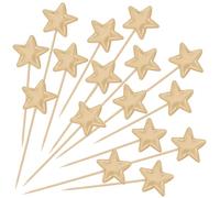 SOFPLATE 50 pièce de Décorations pour Gâteaux en Forme D'Étoile Pics à Cupcakes Dorés Bâtonnets en Bois avec Insert en PU Scintillant Petites Étoiles Brillantes Bâtonnets Décoratifs Esthétiques pour D