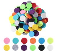 SOFPLATE 96 Lot de 12 tampons de Feutre pour Diffuseur de Voiture Tampons de Recharge D'Huiles Essentielles Ronds et Plats de 17mm Recharges Colorées Assorties Médaillon de Parfum Fibre de Remplaceme