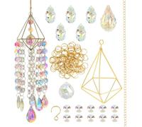 SOFPLATE Kit de Fabrication D'Attrape Soleil à Faire Soi Même 220 pièce Carillon à Vent en Cristal Coloré Suspendu Prisme Artisanat D'Art avec Crochet Chaîne Arc en Ciel Attrape Soleil pour Décoration