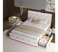 Soft Pack Bed - Superaly - 140x190cm - avec cadre à Lattes - beige