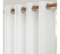 Softalker Grande Rideau 300x240 cm en Lin Blanc Rideaux Voilage Salon Moderne Semi-Transparent Voile Rideau à Oeillets Décoration de Fenetre Chambre Enfant Cuisine Balcon Dressing Extérieur,Lot de 1