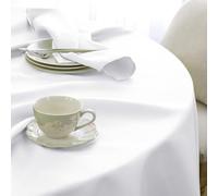 Softalker Nappe Extérieur Ronde 120 cm Diamètre Jacquard Géométrique Blanche Anti Tache Déperlante Nappes Extérieur Élégante Tablecloth Protection de Table pour Jardin Mariage Fête 2 à 4 Places