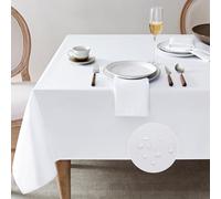 Softalker Nappe Rectangulaire 240x140 cm Blanche Jacquard Géométrique Anti Tache Déperlante Nappes Extérieur Élégante Tablecloth Protection de Table pour Jardin Mariage Fête 8 à 12 Places 1 Pièce
