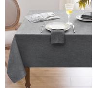 Softalker Nappe rectangulaire grise foncée de 177,8 x 132,1 cm, texturée en lin, résistante aux taches et aux plis, pour printemps, Pâques, été, fête, jardin, café, décoration moderne