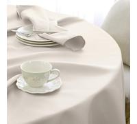 Softalker Nappe Ronde 140 cm Diamètre Beige Jacquard Géométrique Anti Tache Déperlante Nappes Extérieur Protection de Table pour Jardin Mariage Fête Anniversaire Fête Salon Picnic 2 à 4 Places 1 Pièce