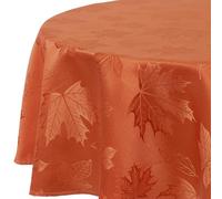 Softalker Nappe Ronde Orange Feuilles d'automne 160 cm-Nappe Ronde 210GSM avec Motif de Feuilles.Idéale pour Tables de Salon ou Repas en Jardin.Automne Chaleureux,imperméable,Anti-Huile,Anti-Taches.