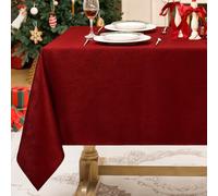 Softalker Nappes Rectangulaire Rouge 240x140 cm Grise Jacquard à Rayures Nappe Anti Tache Déperlante Extérieur Grande Taille Protection de Table Moderne pour Anniversaire Picnic 8 à 12 Places 1 Pièce
