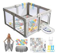 SOFTHOM Parc Bébé Pliable 130x130x70 avec Tapis, Jusqu'à 40KG, Parc Bebe 360° Filet Respirant, Ventouse Base, Sûr et Portable Centre d'Activités pour Enfants, Adapté Intérieur Extérieur, Dinosaure