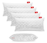 Softimi Oreiller Premium Piqué Set de 4 oreillers 40x90 cm - Antiallergique - Anti-Acariens - Inodore Utilisable immédiatement - avec réglage de la dureté (Set de 4 oreillers 40x90 cm)