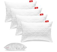 Softimi Oreiller Premium Piqué Set de 4 oreillers 50x60 cm - Antiallergique - Anti-Acariens - Inodore Utilisable immédiatement - avec réglage de la dureté (Set de 4 oreillers 50x60 cm)
