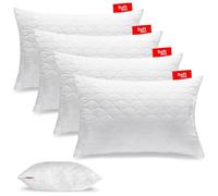 Softimi Oreiller Premium Piqué Set de 4 oreillers 50x70 cm - Antiallergique - Anti-Acariens - Inodore Utilisable immédiatement - avec réglage de la dureté (Set de 4 oreillers 50x70 cm)
