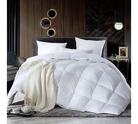 Softland Couette en Duvet 200x200 cm Couette Naturelle Couette en Plume 2 Personnes Blanc 2400g