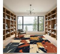 Softlyle Tapis Extra Grand 200x290cm Tapis Salon Lavable Antidérapant Moelleux et pour Chambre à Coucher Modern Abstract Geometric Navy Blue