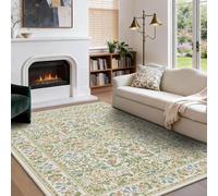 Softlyle Tapis Extra Grand 200x290cm Tapis Salon Lavable Antidérapant Moelleux et pour Chambre à Coucher Floral Traditional Green