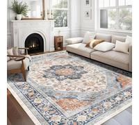 Softlyle Tapis Extra Grand 200x290cm Tapis Salon Lavable Antidérapant Moelleux et pour Chambre à Coucher Traditional Floral Blue