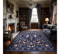 Softlyle Tapis Extra Grand 200x290cm Tapis Salon Lavable Antidérapant Moelleux et pour Chambre à Coucher Floral Traditional Blue