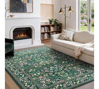 Softlyle Tapis Extra Grand 200x290cm Tapis Salon Lavable Antidérapant Moelleux et pour Chambre à Coucher Traditional Floral Green