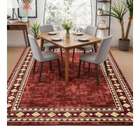 Softlyle Tapis Extra Grand 200x290cm Tapis Salon Lavable Antidérapant Moelleux et pour Chambre à Coucher Geometric Red