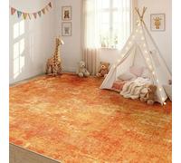 Softlyle Tapis Extra Grand 200x290cm Tapis Salon Lavable Antidérapant Moelleux et pour Chambre à Coucher Modern Abstract Orange