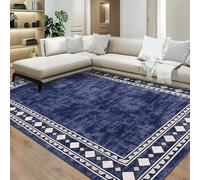 Softlyle Tapis Extra Grand 200x290cm Tapis Salon Lavable Antidérapant Moelleux et pour Chambre à Coucher Geometric Abstract Vintage Blue