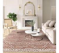 Softlyle Tapis Extra Grand 200x290cm Tapis Salon Lavable Antidérapant Moelleux et pour Chambre à Coucher Modern Geometric Brown