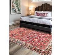 Softlyle Tapis Extra Grand 200x290cm Tapis Salon Lavable Antidérapant Moelleux et pour Chambre à Coucher Traditional Red