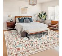 Softlyle Tapis Extra Grand 200x290cm Tapis Salon Lavable Antidérapant Moelleux et pour Chambre à Coucher Traditional Floral Beige