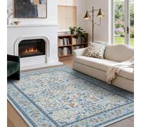 Softlyle Tapis Extra Grand 200x290cm Tapis Salon Lavable Antidérapant Moelleux et pour Chambre à Coucher Traditional Floral Blue