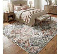 Softlyle Tapis Extra Grand 200x290cm Tapis Salon Lavable Antidérapant Moelleux et pour Chambre à Coucher Traditional Floral Beige