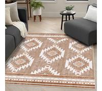 Softlyle Tapis Extra Grand 200x290cm Tapis Salon Lavable Antidérapant Moelleux et pour Chambre à Coucher Geometric Beige