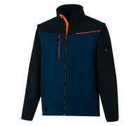 Softshell 2 en 1 Soccia, veste coupe-vent manches amovibles, bleu marine - taille XL