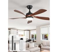 Sofucor 114cm Ventilateur de Plafond avec Lumière, Télécommande, 6 Vitesses, Minuterie, 3 Réglages de Couleur, DC, Silencieux LED Lampe Ventilateur de Plafond Pour Chambre Salon